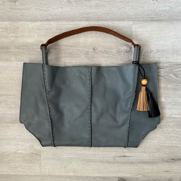 The Sak Gray Shoulder Bag with Brown Handles - Picture 10 of 16